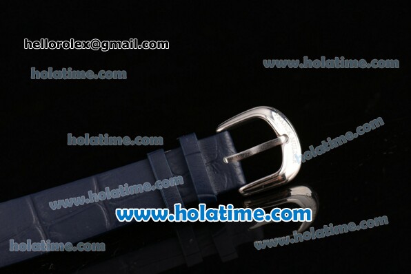 Franck Muller Chronometro Miyota Quartz Steel Case with Diamond Bezel Blue Leather Bracelet and Colorful Numeral Markers - Click Image to Close